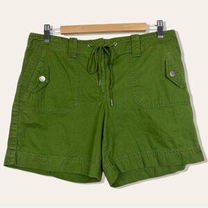 Loft Y2K Cargo Utility Gorpcore Drawstring Twill Cotton Flat Front Shorts Green
